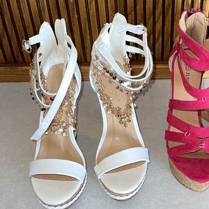 Never worn white size 8 wedges
